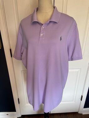 Polo Ralph Lauren Lavender Short Sleeve Polo Gray Embroidered Logo XL